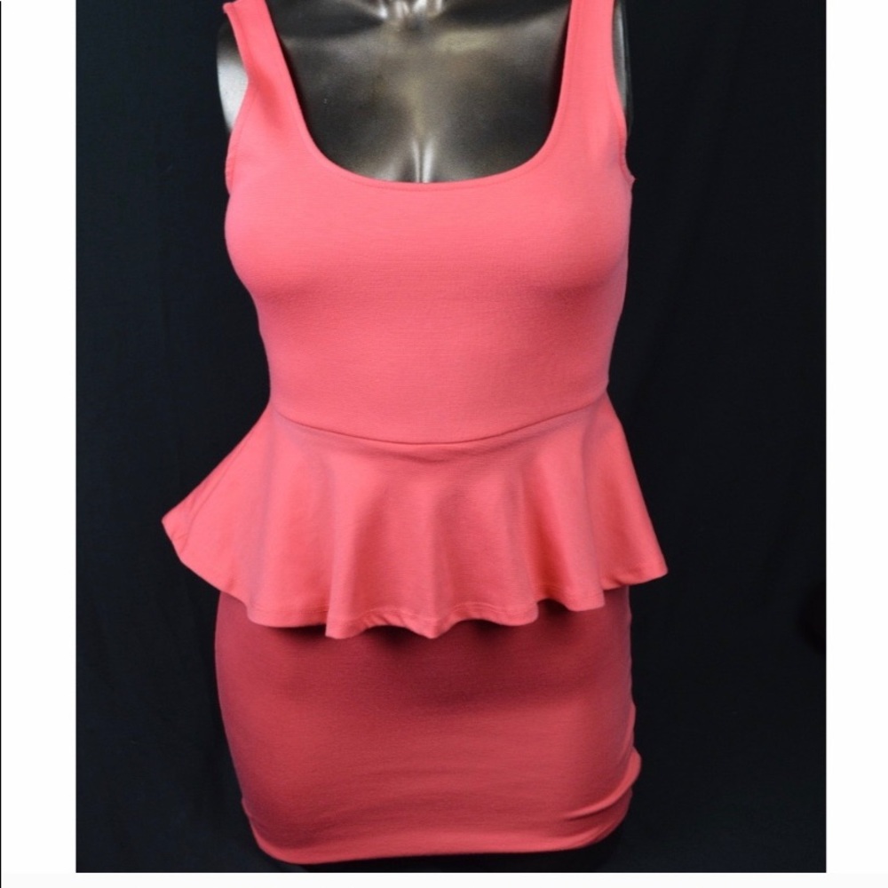 Papaya Peplum Dress in Coral Size: S